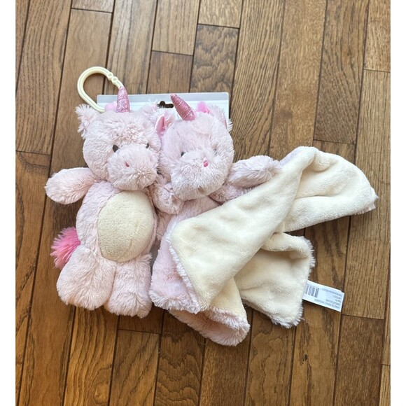KELLY BABY 2PC TOY & SECURITY BLANKET SET PINK UNICORN PLUSH TOY & LOVEY NWT - Picture 4 of 10